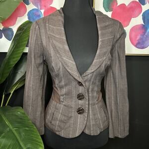 XOXO Brown Pinstripe Blazer with Buttons #Xoxo #Pinstripe #Y2k Women's Size M
